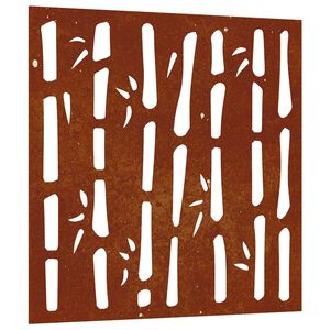vidaXL Adorno de pared de jard&iacute;n acero corten dise&ntilde;o bamb&uacute; 55x55 cm