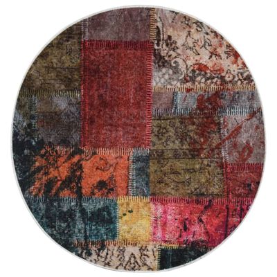 vidaXL Alfombra lavable patchwork antideslizante multicolor φ120 cm