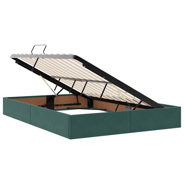 vidaXL Cama con almacenamiento y LED con LED Verde oscuro 140 x 190 cm