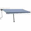 vidaXL Toldo manual retr&aacute;ctil con LED azul y blanco 450x300 cm