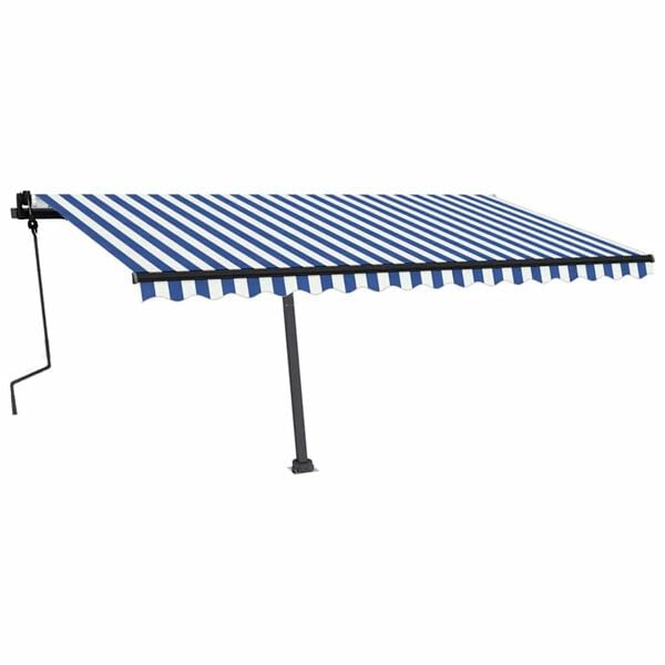 vidaXL Toldo manual retr&aacute;ctil con LED azul y blanco 450x300 cm