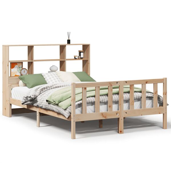 vidaXL Cama con estanter&iacute;a sin colch&oacute;n madera maciza de pino 120x190cm