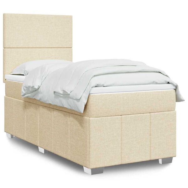 vidaXL Cama box spring con colch&oacute;n tela color crema 80x200 cm