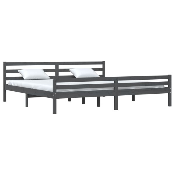 vidaXL Estructura de cama sin colch&oacute;n madera maciza gris 200x200 cm