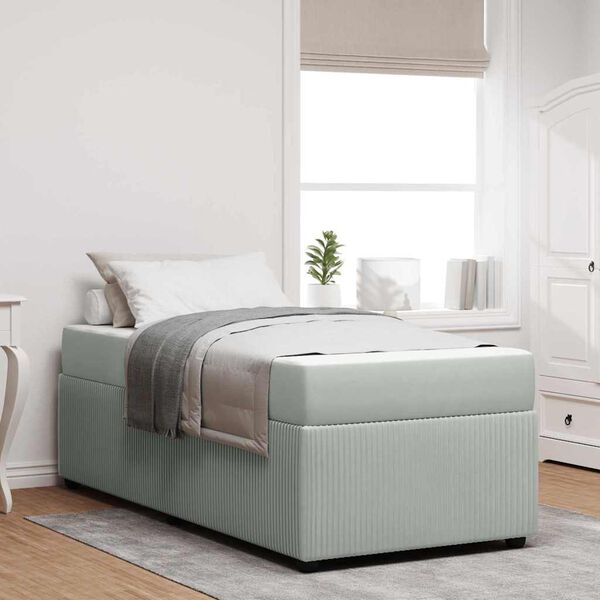 vidaXL Estructura de cama con colch&oacute;n Gris Claro 90 x 200 cm tela