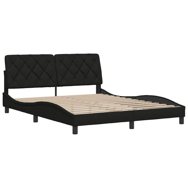 vidaXL Estructura de cama sin colch&oacute;n tela negro 160x200 cm
