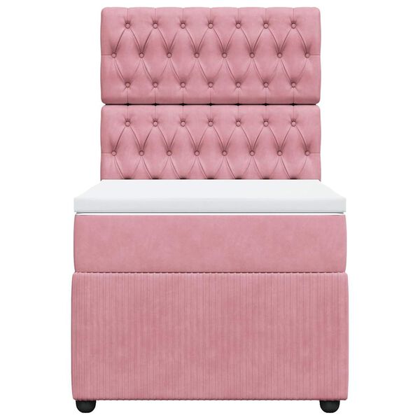 vidaXL Cama box spring con colch&oacute;n terciopelo rosa 100x200 cm