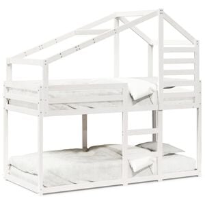 vidaXL Cama litera con techo madera maciza de pino blanco 90x200 cm