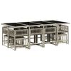vidaXL Set comedor jard&iacute;n y cojines 13 pzas rat&aacute;n sint&eacute;tico gris claro