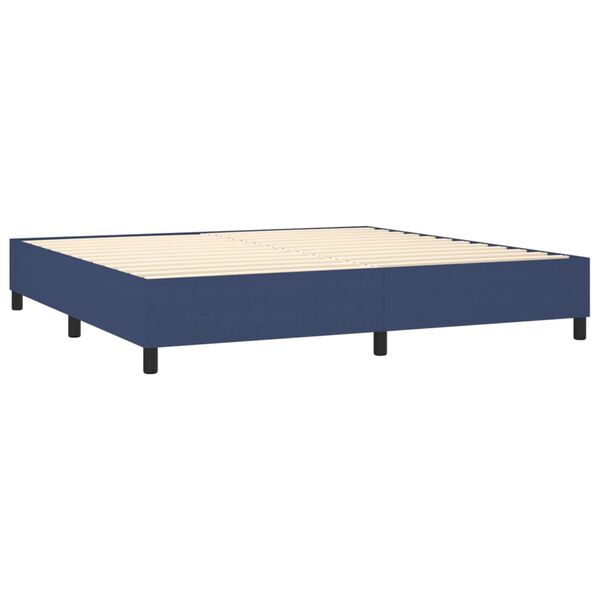 vidaXL Cama box spring con colch&oacute;n tela azul 200x200 cm