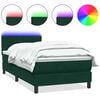 vidaXL Cama box spring con colch&oacute;n y LED terciopelo verde oscuro 100x220 cm