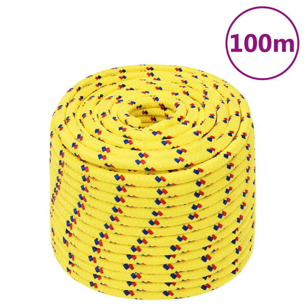 vidaXL Cuerda de barco polipropileno amarillo 12 mm 100 m