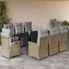 vidaXL Set comedor de jard&iacute;n 9 pzas con cojines rat&aacute;n sint&eacute;tico beige