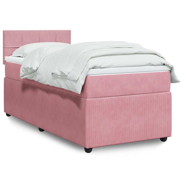 vidaXL Cama box spring con colch&oacute;n terciopelo rosa 100x200 cm