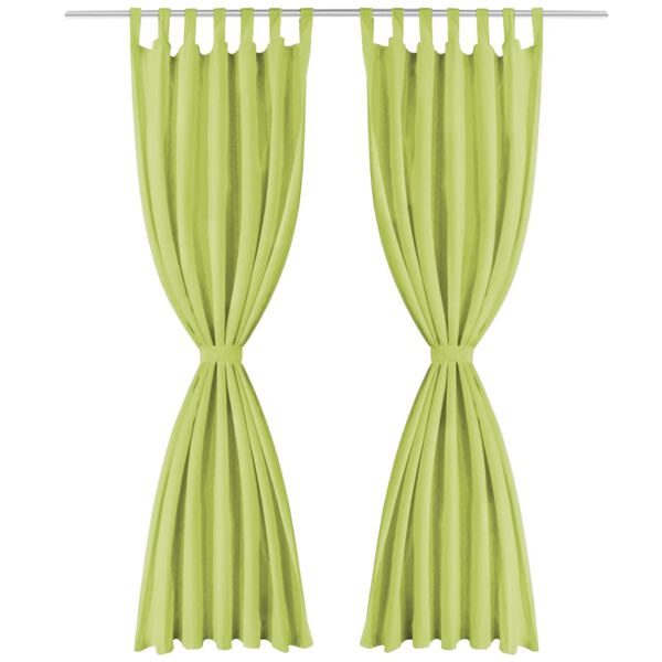 vidaXL Cortinas de micro-raso con bucles 2 unidades 140x245 cm verde