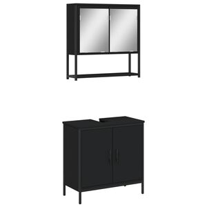 vidaXL Juego de muebles de ba&ntilde;o 2 pzas madera contrachapada negro