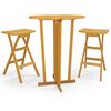 vidaXL Set de bar plegable 3 piezas madera maciza de teca