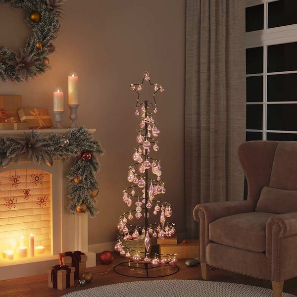 VidaXL LED para &aacute;rbol de Navidad con bolas 100 LED blanco c&aacute;lido 150cm
