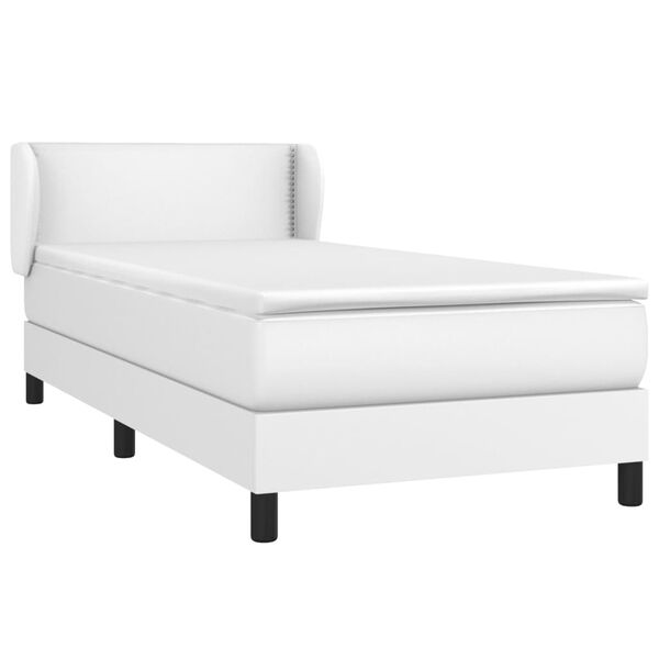 vidaXL Cama box spring con colch&oacute;n cuero sint&eacute;tico blanco 90x190 cm