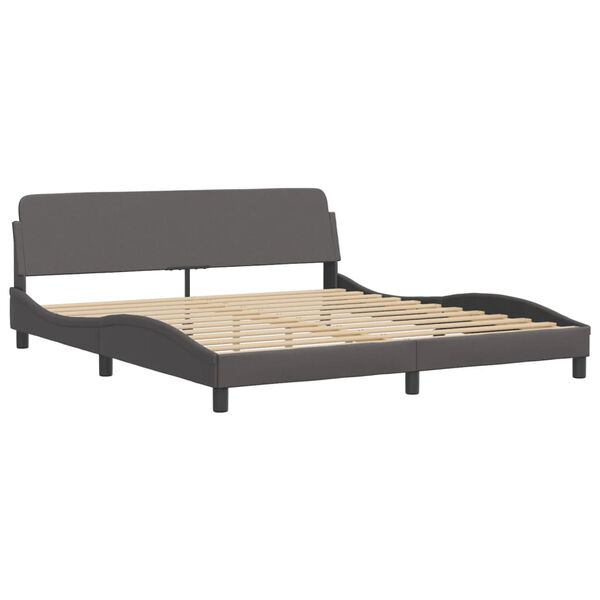 vidaXL Cama Viana con colch&oacute;n cuero sint&eacute;tico gris 180x200 cm