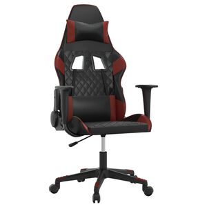 vidaXL Silla gaming cuero sint&eacute;tico negro y rojo vino tinto