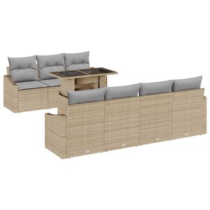 vidaXL Conjunto de sof&aacute; de jard&iacute;n con coj&iacute;n 8 pcs Beige y Gris Claro