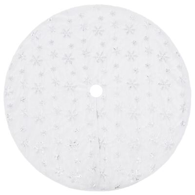 vidaXL Falda del árbol de Navidad de lujo blanca cuero sintético 150cm