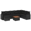 vidaXL Set de sof&aacute;s de jard&iacute;n 8 piezas y cojines rat&aacute;n sint&eacute;tico negro