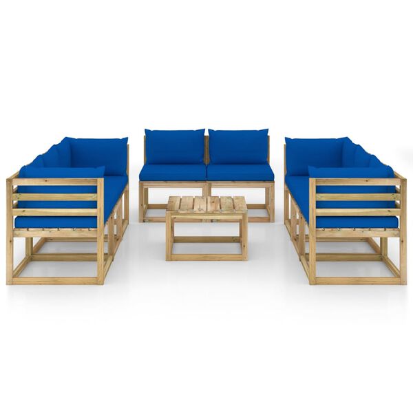 vidaXL Set de muebles de jard&iacute;n 9 piezas con cojines madera impregnada