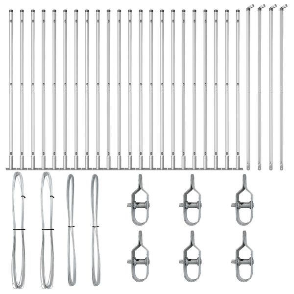 vidaXL Poste de cerca Otro 26 pcs Gris 3,2 x 3,2 x 68,5 cm Acero