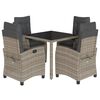 vidaXL Set comedor de jard&iacute;n 5 piezas con cojines rat&aacute;n sint&eacute;tico gris