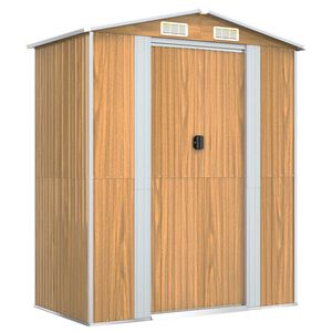 vidaXL Cobertizo jard&iacute;n acero galvanizado marr&oacute;n claro 192x108x223 cm