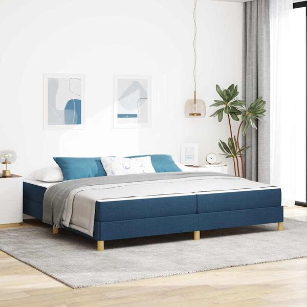 vidaXL Cama tipo Box Spring con colch&oacute;n Azul 200 x 200 cm tela