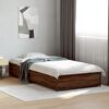 vidaXL Estructura cama madera ingenier&iacute;a metal roble marr&oacute;n 75x190 cm