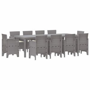 vidaXL Conjunto de Comedor de Jard&iacute;n 11 pcs Gris Claro Polipropileno
