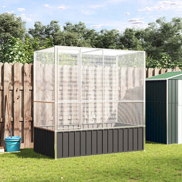 vidaXL Pajarera de acero color plateado 210,5x107x212 m