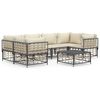 vidaXL Set muebles de jard&iacute;n 7 pzas y cojines rat&aacute;n PE gris antracita