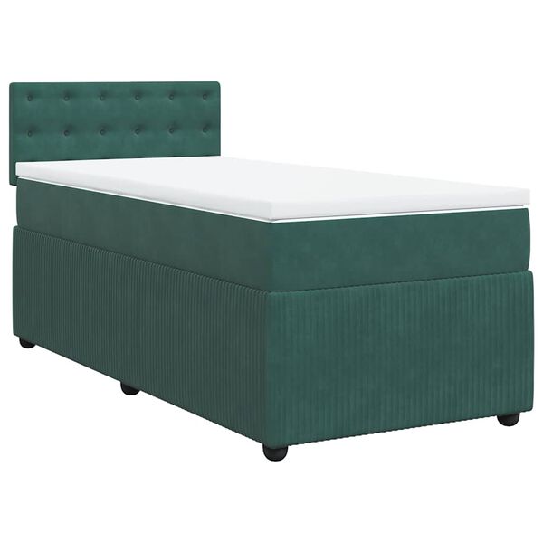 vidaXL Cama box spring con colch&oacute;n terciopelo verde oscuro 90x200 cm