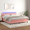 vidaXL Cama box spring colch&oacute;n y LED terciopelo rosa 160x200 cm