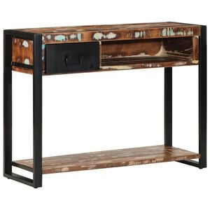vidaXL Mesa consola multicolor madera maciza reciclada 100x35x75 cm
