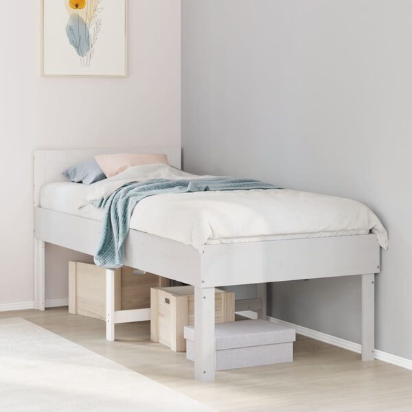 vidaXL Estructura de cama sin colch&oacute;n madera maciza blanca 90x190 cm