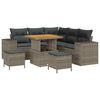 vidaXL Conjunto de sof&aacute; de jard&iacute;n con coj&iacute;n 8 pcs Gris rat&aacute;n sint&eacute;tico