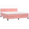 vidaXL Cama box spring colch&oacute;n y LED terciopelo rosa 160x200 cm