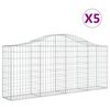 vidaXL Cestas de gaviones 5 uds forma de arco hierro 200x30x80/100 cm