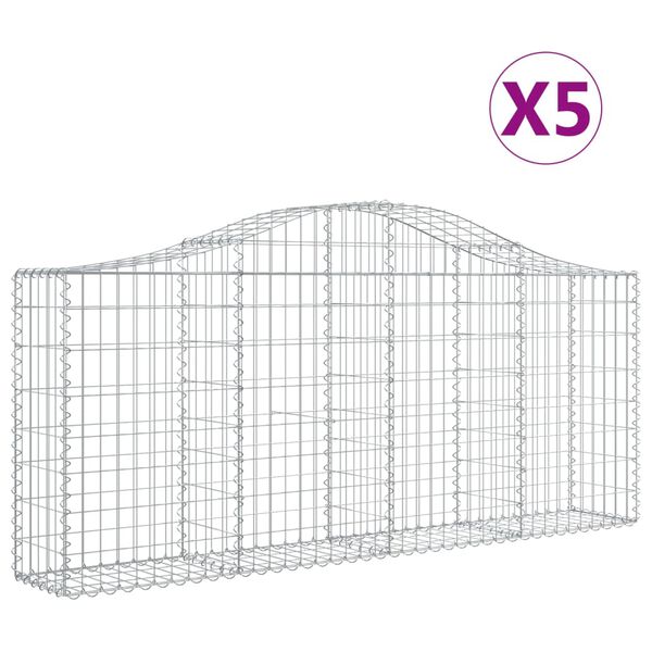 vidaXL Cestas de gaviones 5 uds forma de arco hierro 200x30x80/100 cm