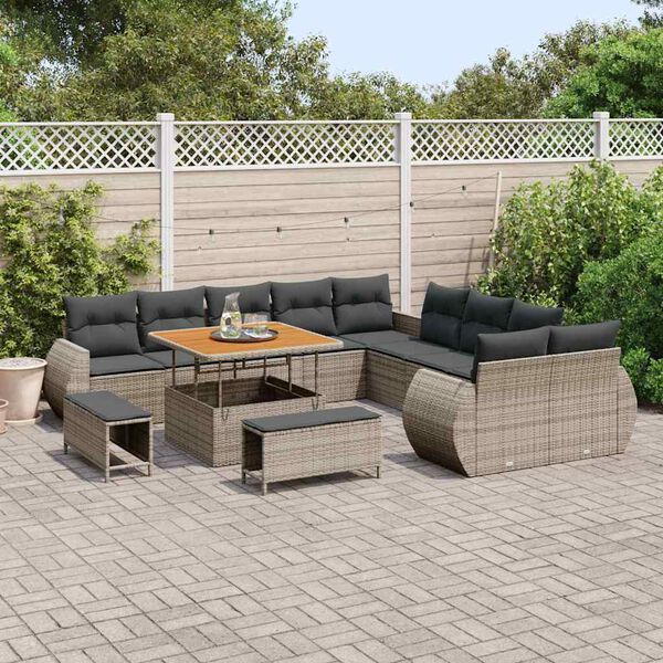 vidaXL Conjunto de sofá de jardín 13 pcs Gris ratán sintético