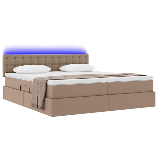 vidaXL Cama con almacenamiento y LED con LED Capuchino 180 x 200 cm