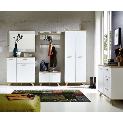 Germania Mueble zapatero Oslo color roble Sonoma y blanco 76x35x51,5cm