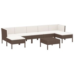 vidaXL Set muebles de jard&iacute;n 8 pzas y cojines rat&aacute;n sint&eacute;tico marr&oacute;n