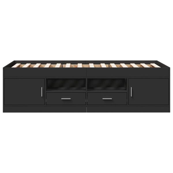 vidaXL Sof&aacute; cama con cajones sin colch&oacute;n negro 90x200 cm
